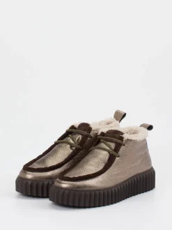 Voile Blanche – Schnürboots aus Metallic-Leder bronzebraun