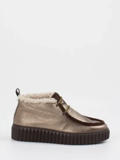 Voile Blanche – Schnürboots aus Metallic-Leder bronzebraun