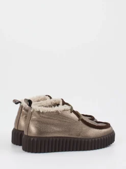 Voile Blanche – Schnürboots aus Metallic-Leder bronzebraun