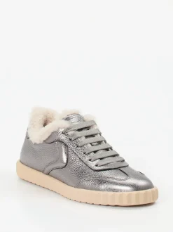 Voile Blanche – Sneaker aus Metallicleder silberfarben