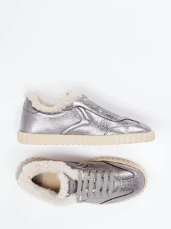 Voile Blanche – Sneaker aus Metallicleder silberfarben