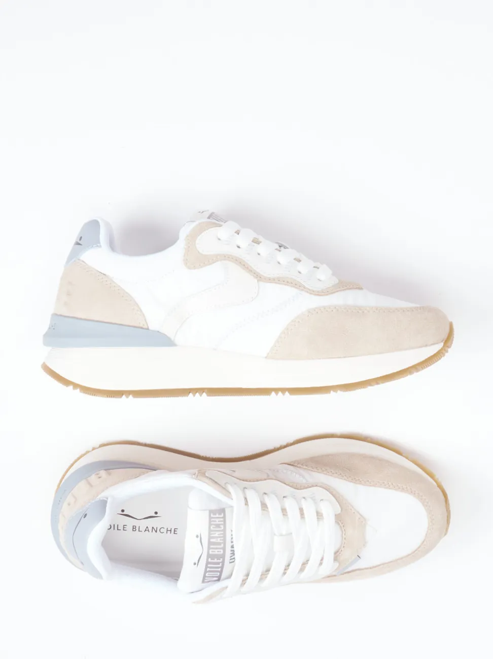 Voile Blanche – Sneaker aus Veloursleder und Nylon Weiß