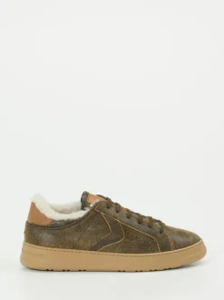 Voile Blanche – Sneaker aus Veloursleder olivbraun
