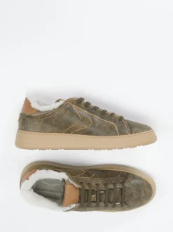 Voile Blanche – Sneaker aus Veloursleder olivbraun