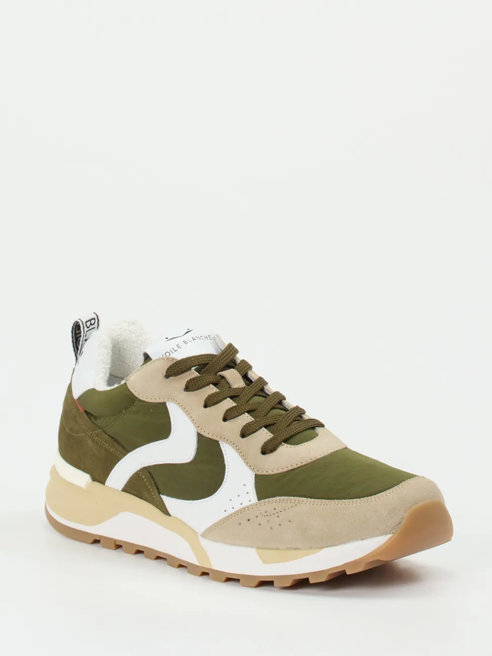 Voile Blanche – Sneaker aus Veloursleder und Nylon olivgrün