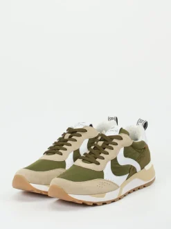 Voile Blanche – Sneaker aus Veloursleder und Nylon olivgrün