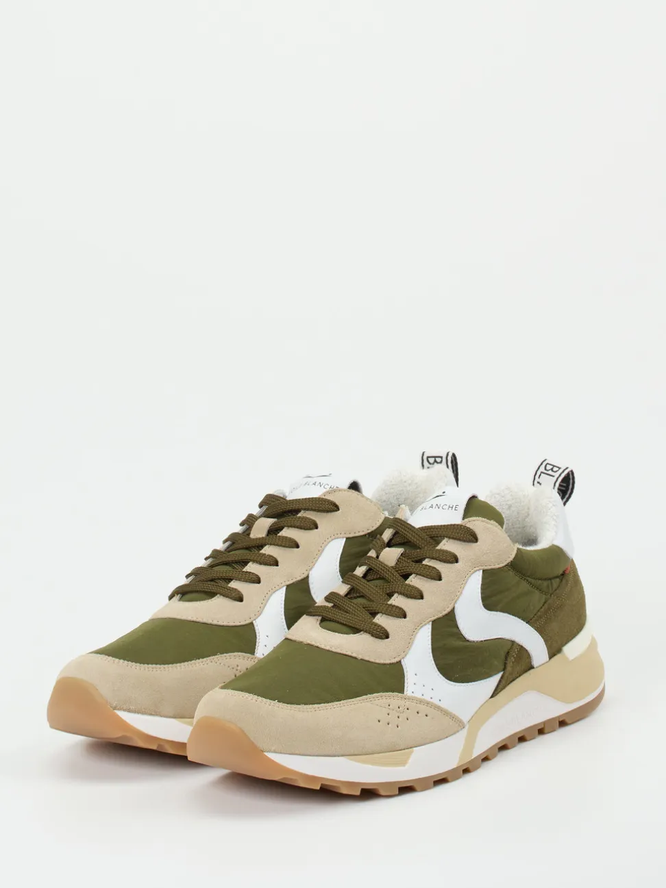 Voile Blanche – Sneaker aus Veloursleder und Nylon olivgrün