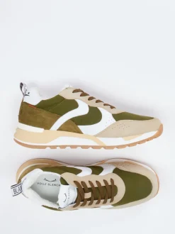 Voile Blanche – Sneaker aus Veloursleder und Nylon olivgrün