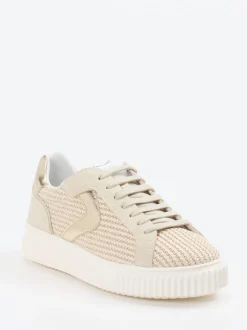 Voile Blanche – Sneaker aus Textil und Veloursleder beige