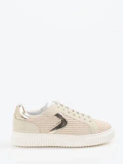 Voile Blanche – Sneaker aus Textil und Veloursleder beige