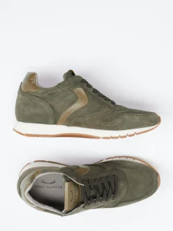Voile Blanche – Sneaker aus Veloursleder Olivgrün