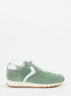 Voile Blanche – Sneaker aus Veloursleder Salbeigrün