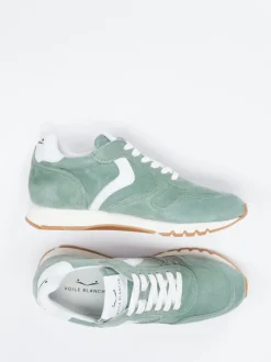 Voile Blanche – Sneaker aus Veloursleder Salbeigrün