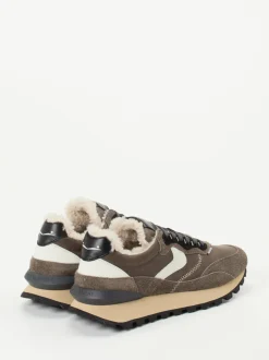 Voile Blanche – Sneaker aus Veloursleder taupefarben