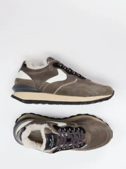 Voile Blanche – Sneaker aus Veloursleder taupefarben