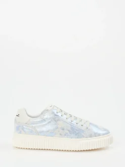 Voile Blanche – Sneaker aus Metallicleder hellblau