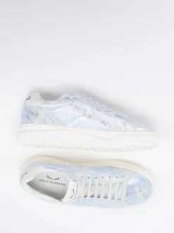 Voile Blanche – Sneaker aus Metallicleder hellblau