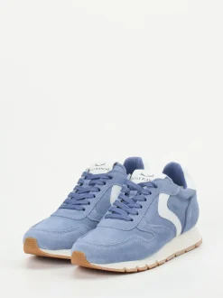 Voile Blanche – Sneaker aus Veloursleder Pastellblau