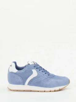 Voile Blanche – Sneaker aus Veloursleder Pastellblau
