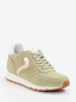 Voile Blanche – Sneaker aus Veloursleder Salbeigrün