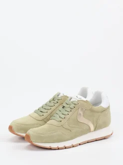 Voile Blanche – Sneaker aus Veloursleder Salbeigrün