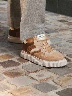 Voile Blanche – Sneaker aus Veloursleder und Teddytextil