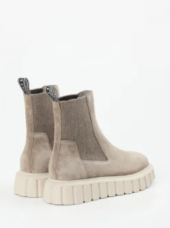Voile Blanche – Stiefelette aus Veloursleder taupe
