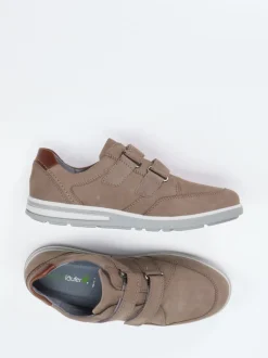 Waldläufer – Klettverschluss-Halbschuh aus Nubukleder taupe