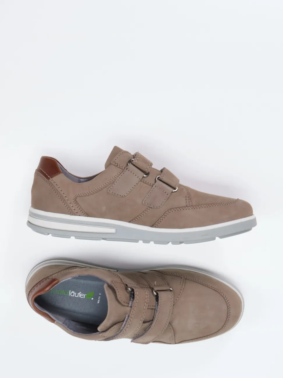 Waldläufer – Klettverschluss-Halbschuh aus Nubukleder taupe