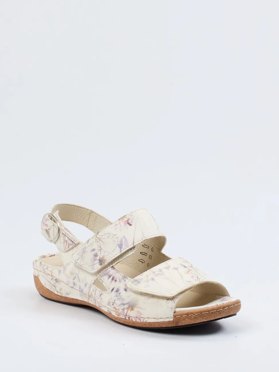 Waldläufer – Komfortsandale aus geprägtem Leder floral