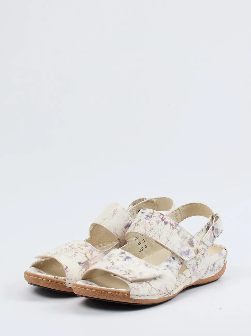 Waldläufer – Komfortsandale aus geprägtem Leder floral