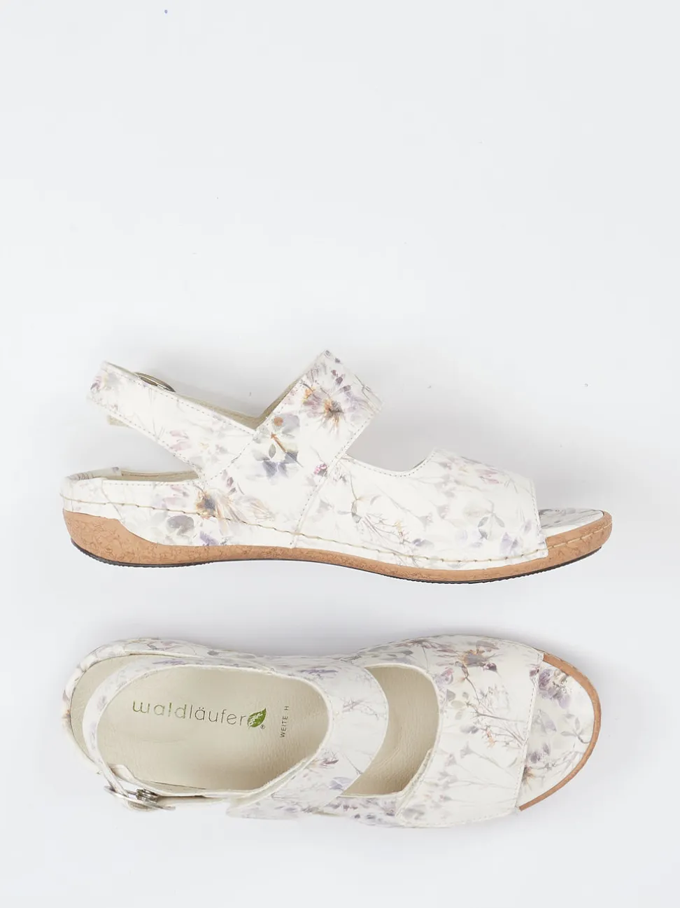 Waldläufer – Komfortsandale aus geprägtem Leder floral