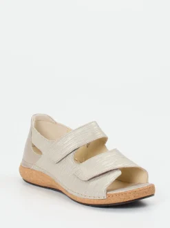 Waldläufer – Komfortsandalen aus geprägtem Leder beige