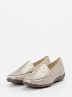 Waldläufer – Komfortslipper aus Metallicleder beige