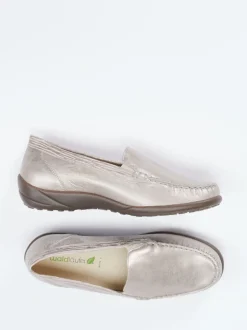 Waldläufer – Komfortslipper aus Metallicleder beige
