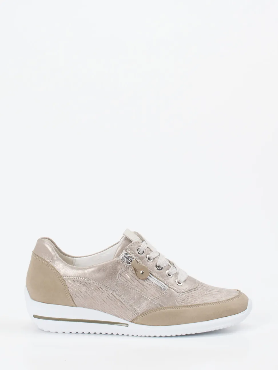 Waldläufer – Komfort-Sneaker aus geprägtem Leder beige