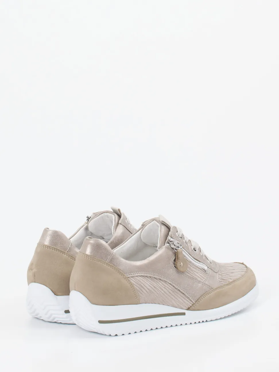 Waldläufer – Komfort-Sneaker aus geprägtem Leder beige