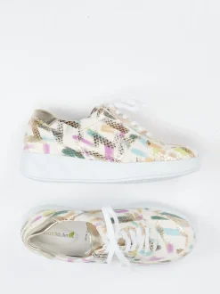 Waldläufer – Komfort-Sneaker aus geprägtem Leder multicolor