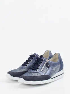 Waldläufer – Komfort-Sneaker aus geprägtem Leder blau
