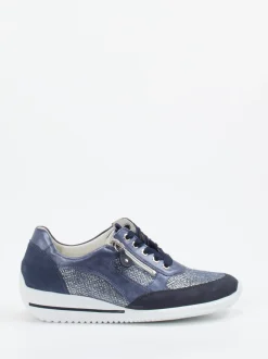 Waldläufer – Komfort-Sneaker aus geprägtem Leder blau