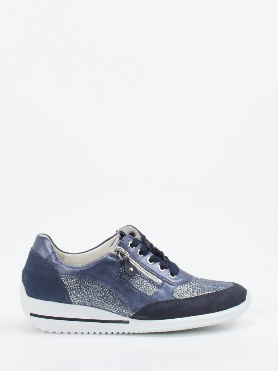 Waldläufer – Komfort-Sneaker aus geprägtem Leder blau