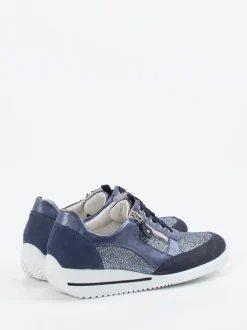 Waldläufer – Komfort-Sneaker aus geprägtem Leder blau