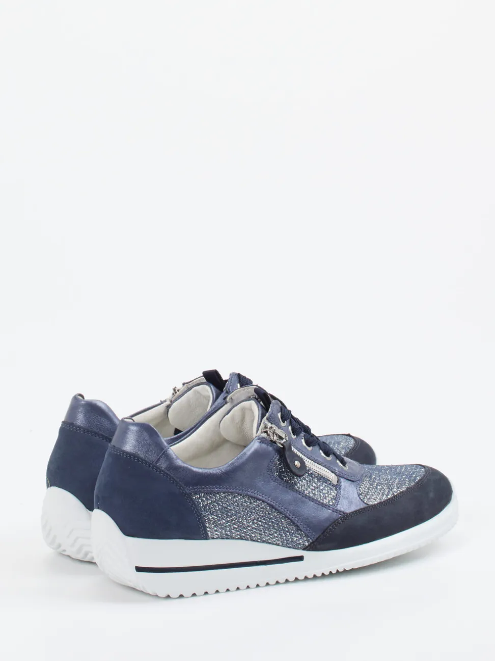 Waldläufer – Komfort-Sneaker aus geprägtem Leder blau