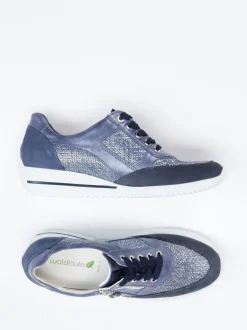 Waldläufer – Komfort-Sneaker aus geprägtem Leder blau