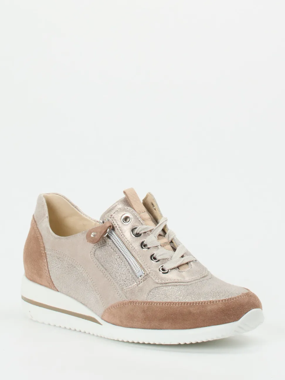 Waldläufer – Komfort-Sneaker aus Metallicleder beige