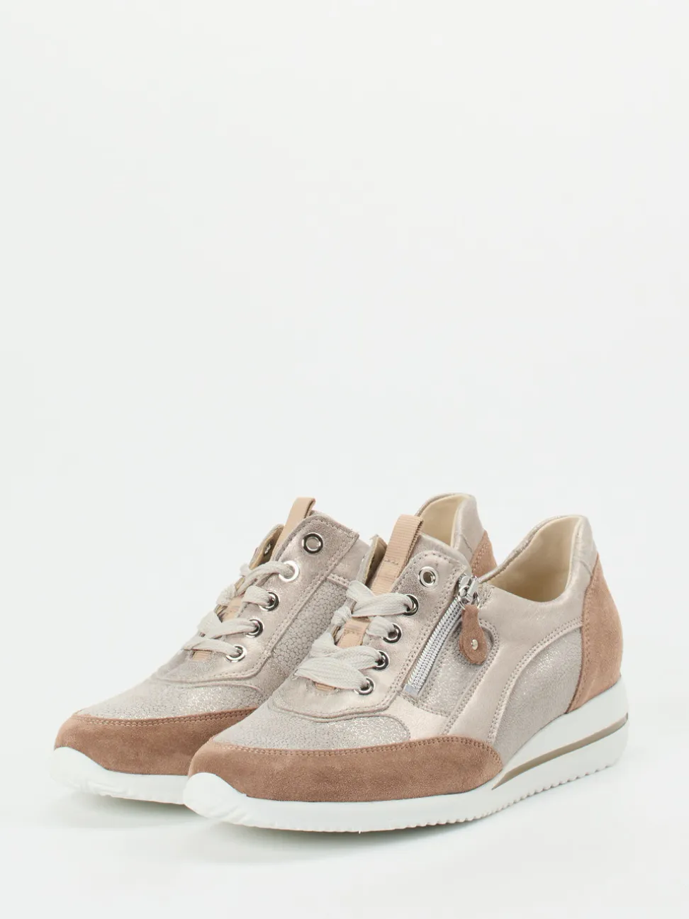 Waldläufer – Komfort-Sneaker aus Metallicleder beige