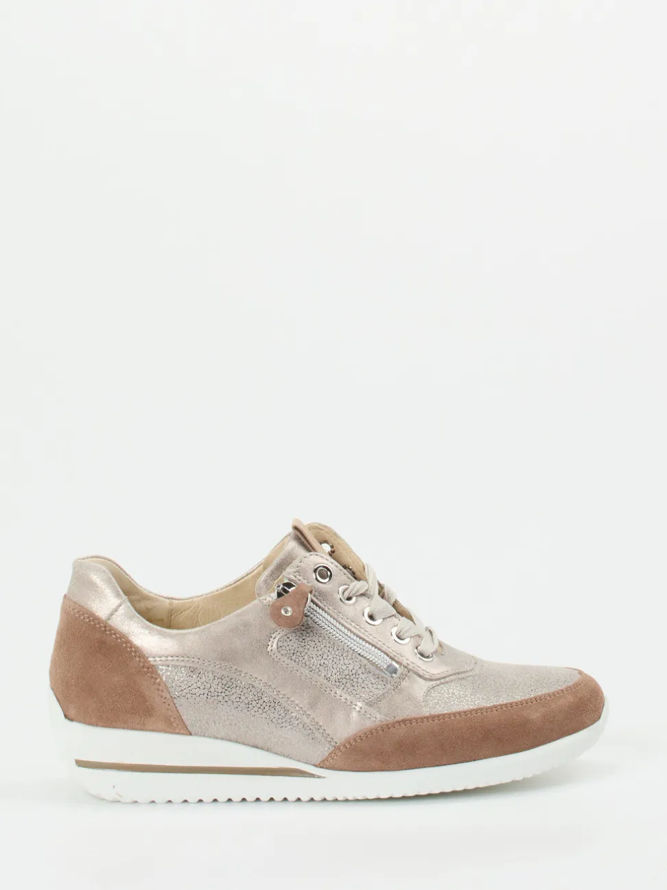 Waldläufer – Komfort-Sneaker aus Metallicleder beige