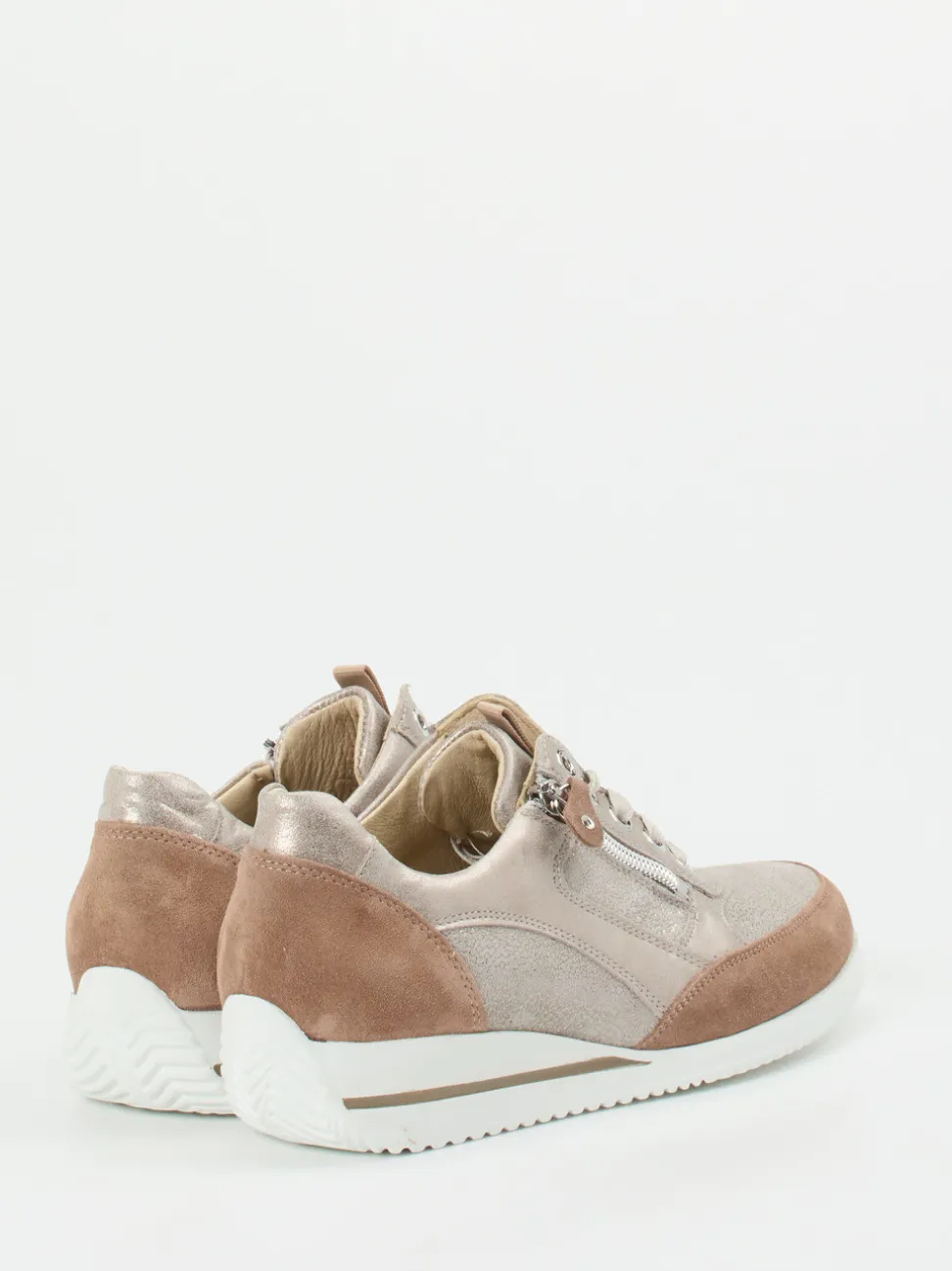 Waldläufer – Komfort-Sneaker aus Metallicleder beige