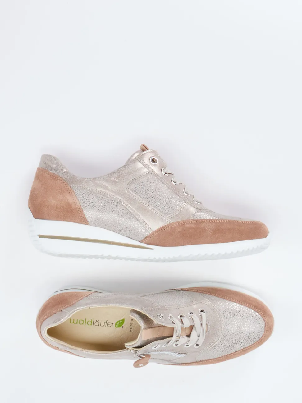 Waldläufer – Komfort-Sneaker aus Metallicleder beige