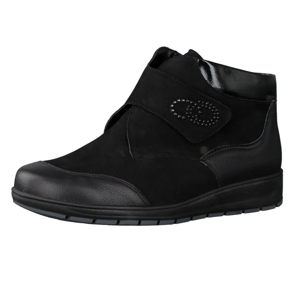 Waldläufer – Komfort-Stiefelette aus Nubukleder schwarz